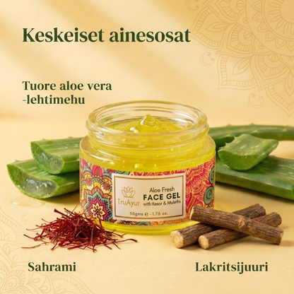 Aloe Fresh -kasvogeeli, joka sisältää Kashmiri Kesaria ja Mulethia, antaa säteilevän hehkun ja syväkosteutuksen.