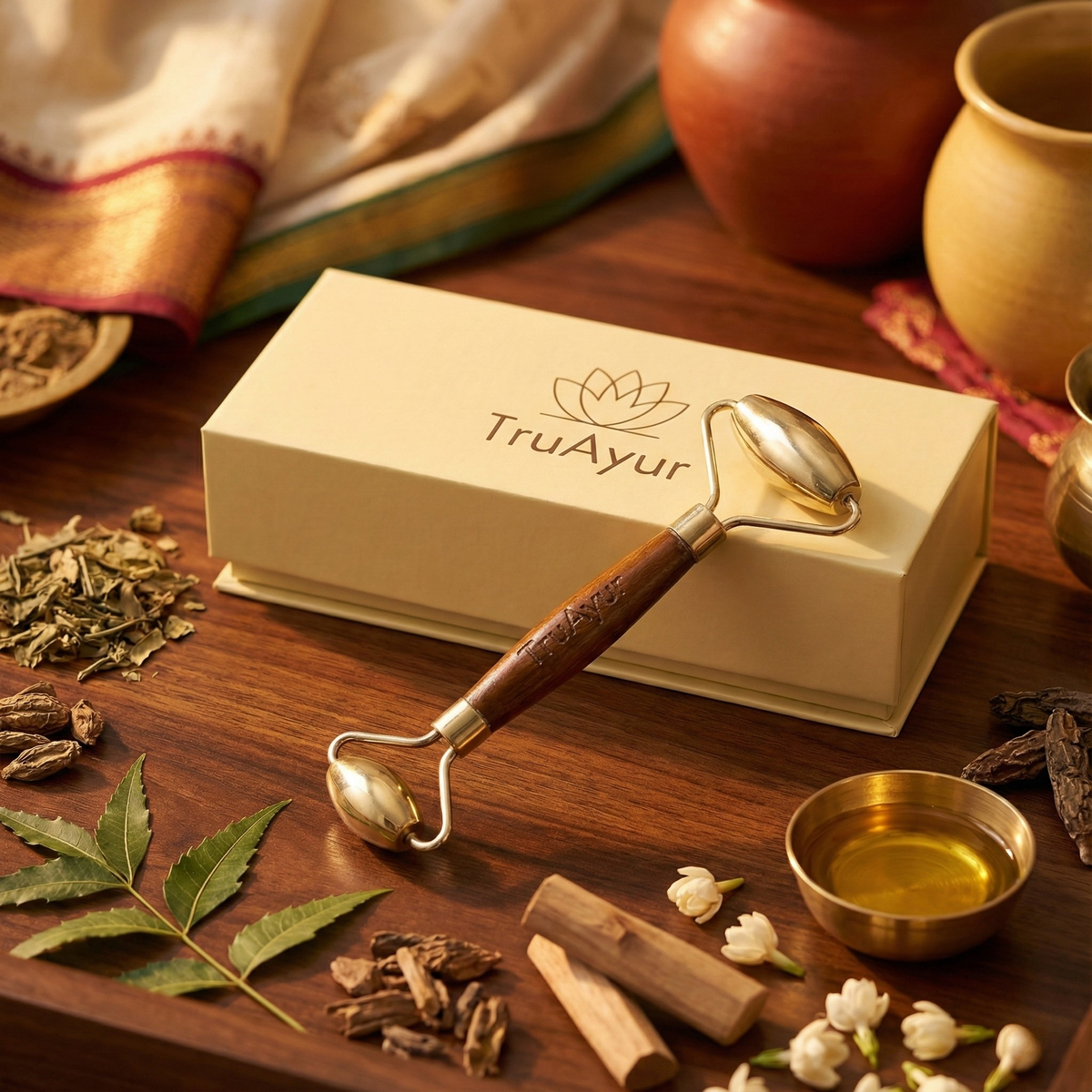 Kansa Face Roller: Perinteinen ayurvedalainen marma-hierontaväline nuorekkaalle ja tasapainoiselle iholle
