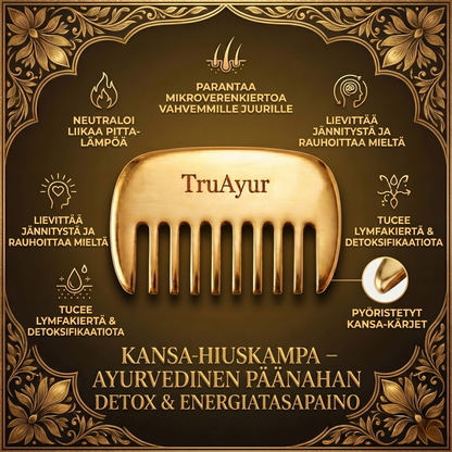 Kansa-hiuskampa – ayurvedinen puhdistus myrkyistä hiuspohjalle ja terveelle hiukselle