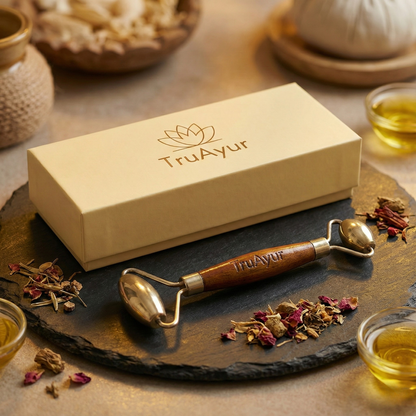 Kansa Face Roller: Perinteinen ayurvedalainen marma-hierontaväline nuorekkaalle ja tasapainoiselle iholle
