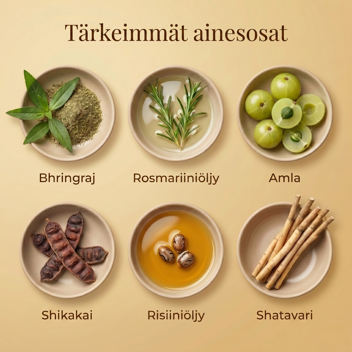 29 yrttiä ja ayurvedista öljyä päänahan hierontaan stressin lievittämiseksi, hiusten elvyttämiseksi ja rentoutumisen edistämiseksi