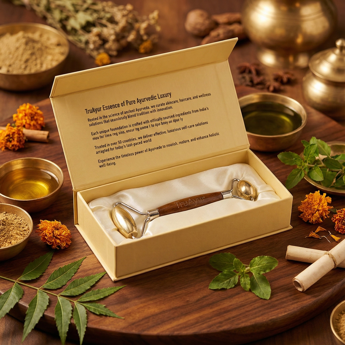 Kansa Face Roller: Perinteinen ayurvedalainen marma-hierontaväline nuorekkaalle ja tasapainoiselle iholle