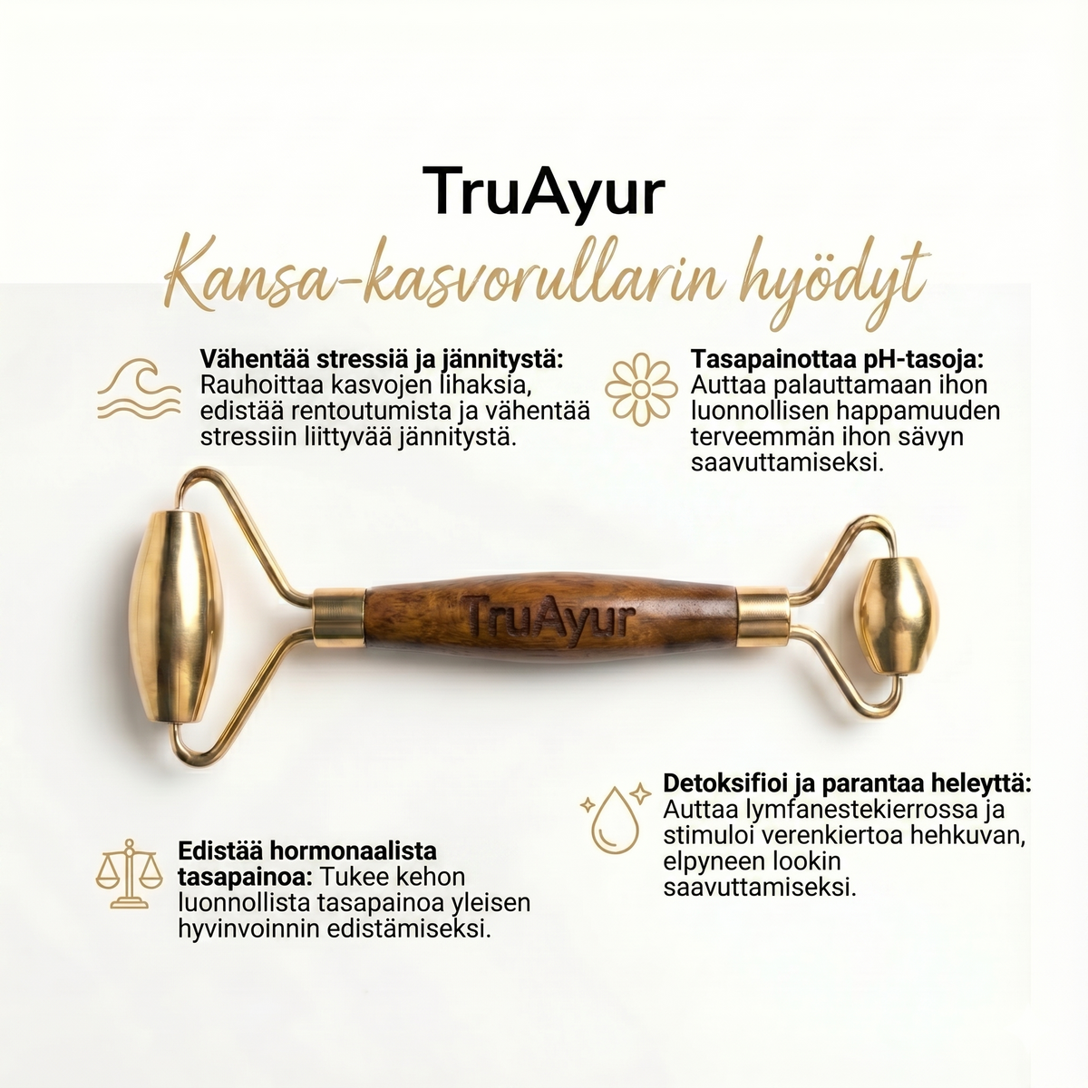 Kansa Face Roller: Perinteinen ayurvedalainen marma-hierontaväline nuorekkaalle ja tasapainoiselle iholle