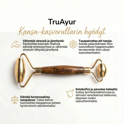 Kansa Face Roller: Perinteinen ayurvedalainen marma-hierontaväline nuorekkaalle ja tasapainoiselle iholle