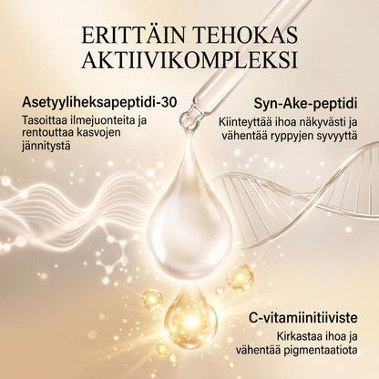 8-yrttiinen ayurvedinen hehkuva päiväseerumi Syn-Ake-peptidillä syväkosteutukseen, koko päivän hehkuun ja näkyvään kiinteytykseen