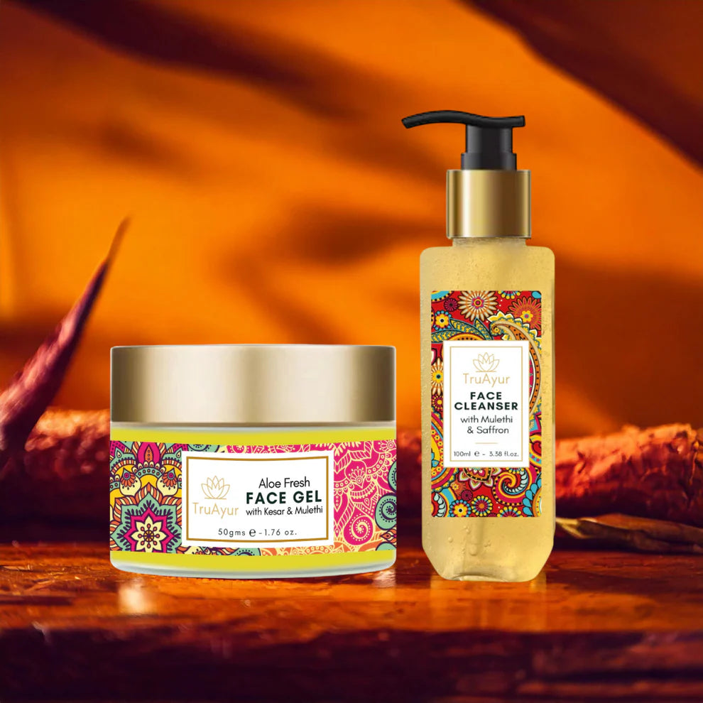 Raikas kasvoduo Kashmirin sahramilla ja Mulethilla (kasvojenpesu ja aloe vera -raikas kasvogeeli)
