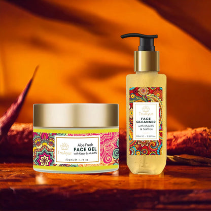 Raikas kasvoduo Kashmirin sahramilla ja Mulethilla (kasvojenpesu ja aloe vera -raikas kasvogeeli)
