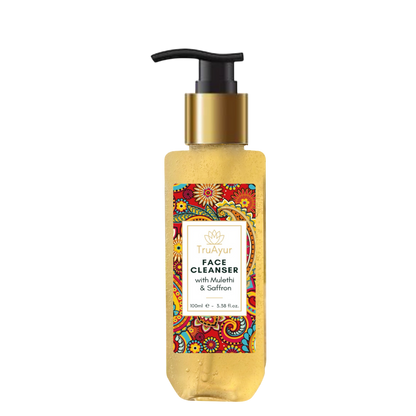 Ayurvedinen kasvojenpuhdistusaine Mulethilla ja sahramilla