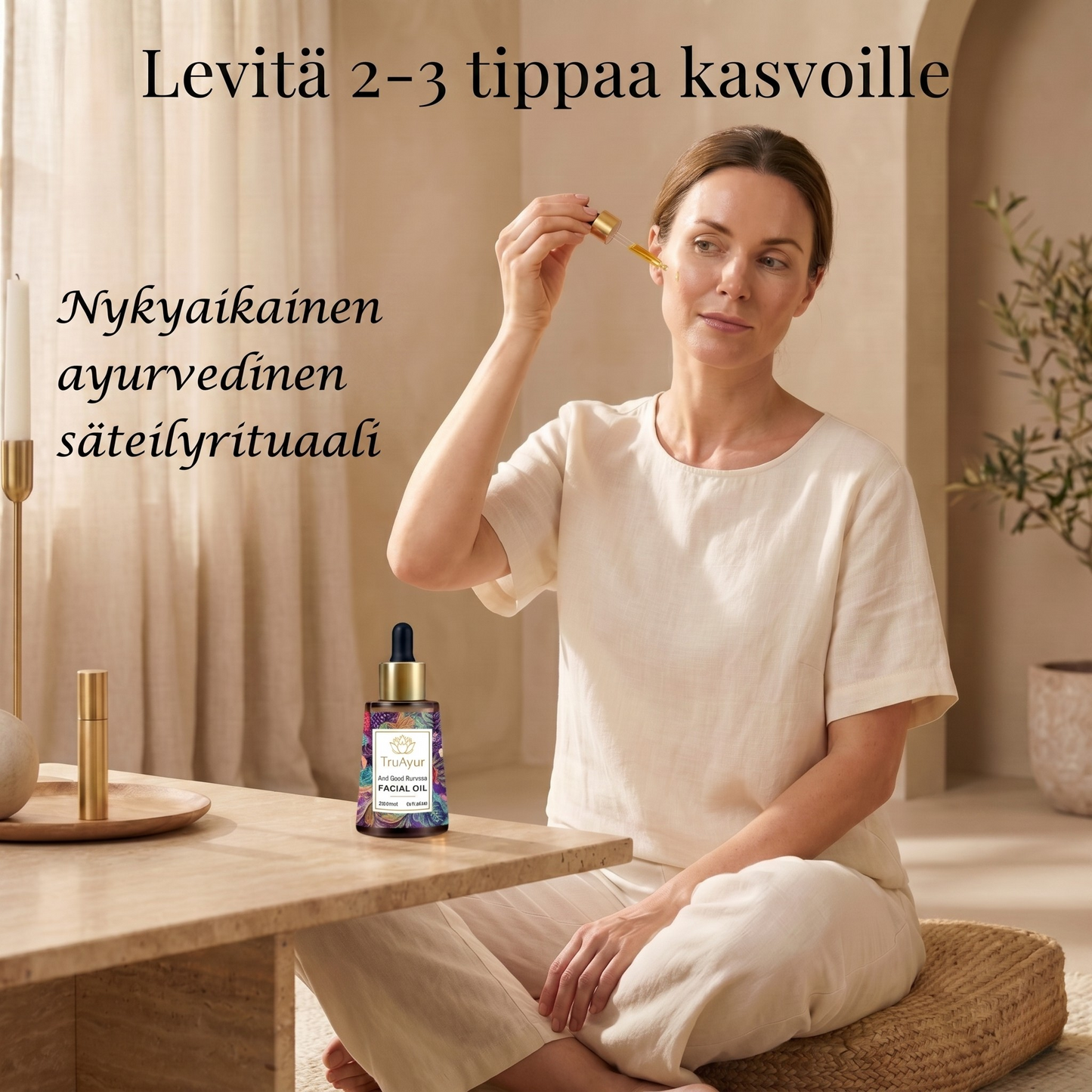 24 karaatin kultainen ayurvedinen kasvoöljy syväkosteutetulle, silkkisen pehmeälle ja säteilevälle iholle