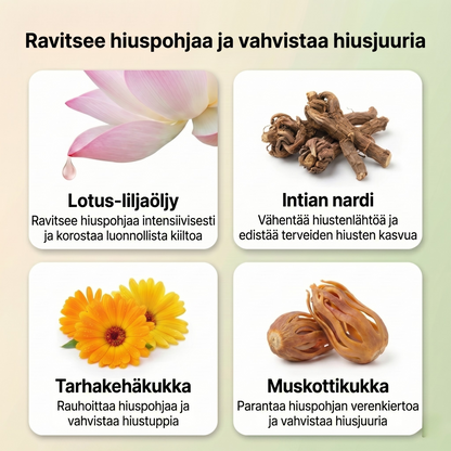 Ayurvedinen hiusseerumiöljy 11 yrtillä vahvemmille hiuksille, kesytetyille pörröisyyksille ja säteilevälle kiillolle