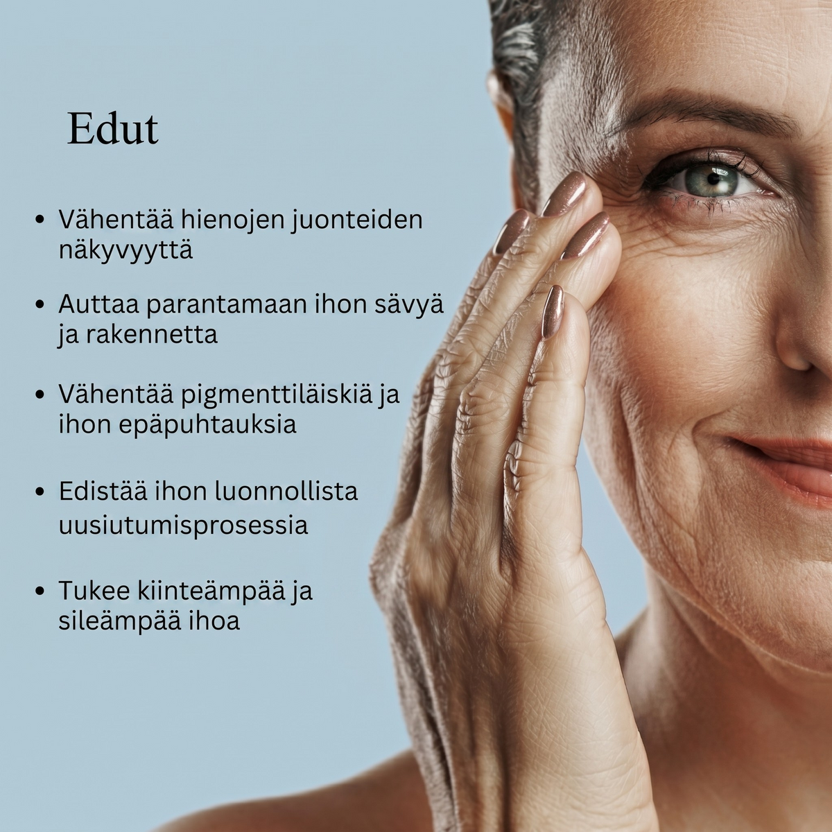 Ayurvedinen ikääntymistä ehkäisevä yökasvoöljy bakuchiöljyllä, taateleilla ja litsillä